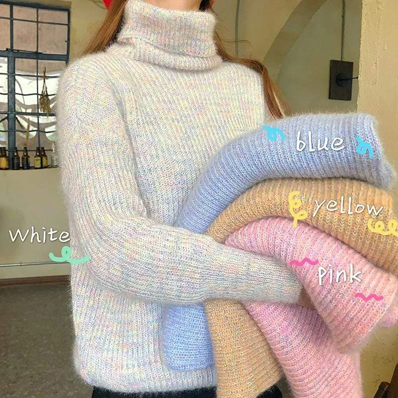 Women's Turtleneck Knitted Loose Sweatshirt